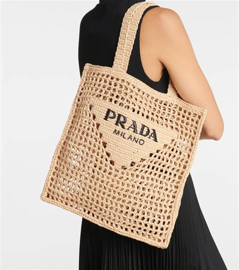 prada raffia tote small|Prada wicker tote bag.